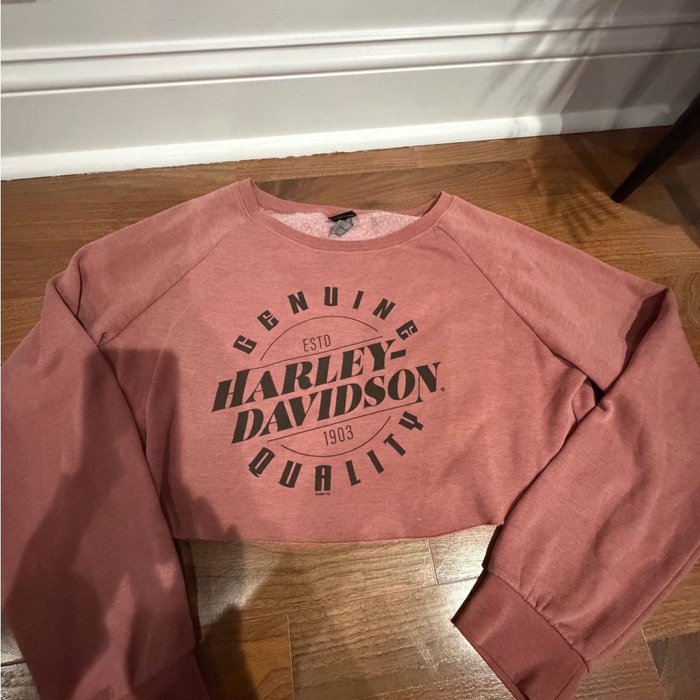 Harley-Davidson Rose Cropped Sweatshirt with Black Logo